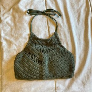 Green crochet swim suit top